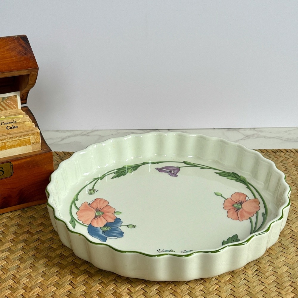 Villeroy & Boch Vilbofour Amapola Fluted Quiche Tart Dish Porcelain Germany